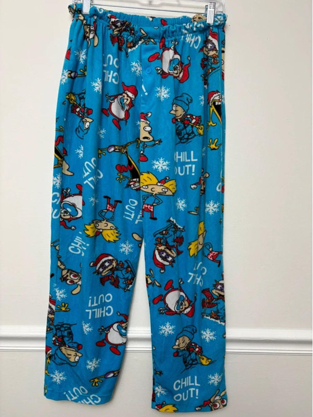 Nickelodeon Christmas Pajama Pants Medium Rugrats Hey Arnold Plush Holiday